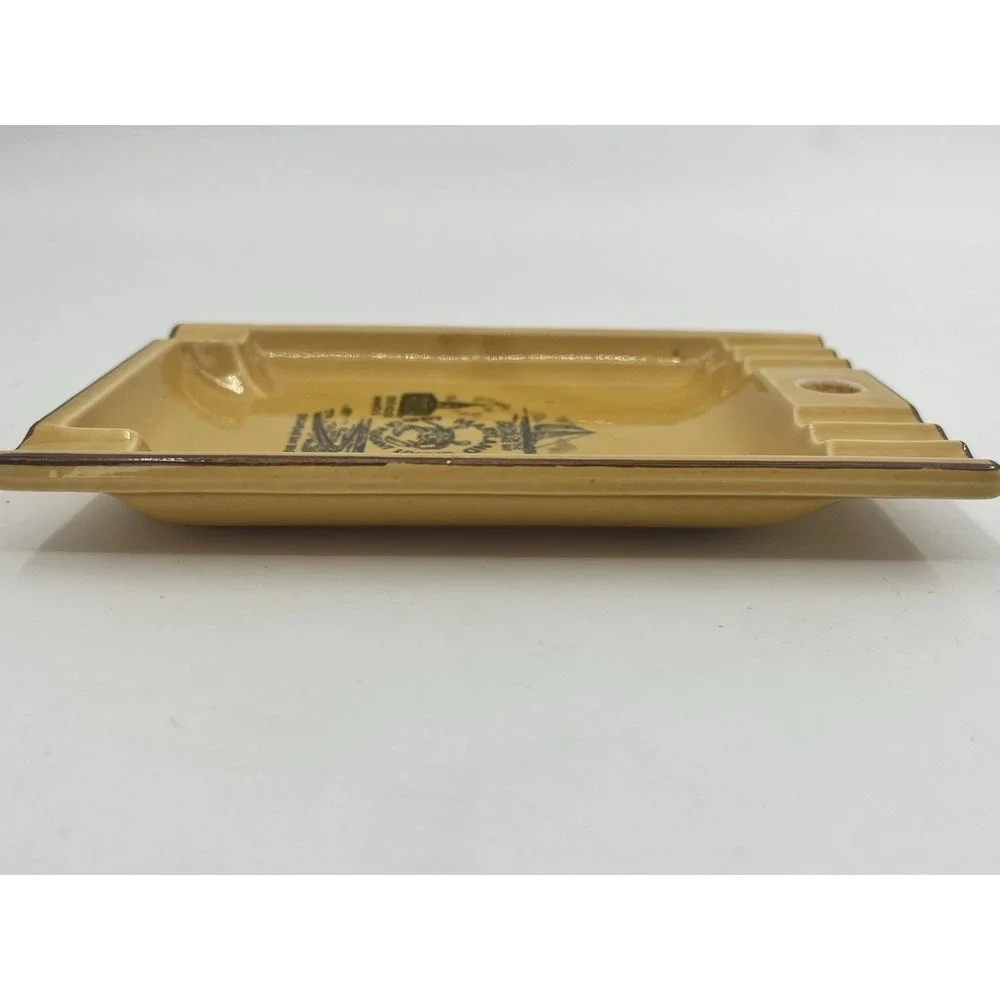 Vintage Maryland State Souvenir Trinket Tray Ashtray Ceramic Wall Decor Yellow